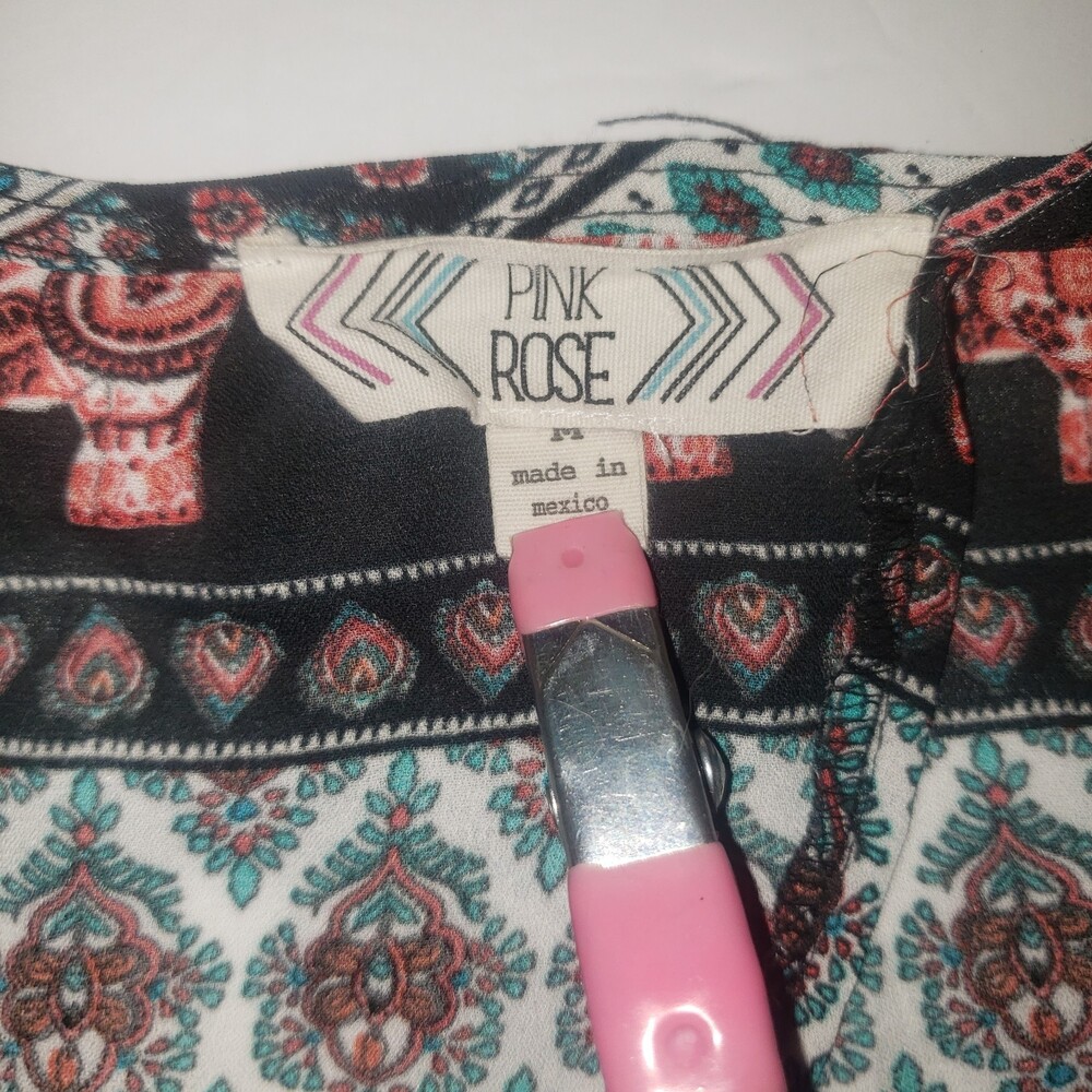 PINK ROSE India Print Tank Top with Slit Back Size Medium - Picture 4 of 8